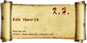 Kék Henrik névjegykártya